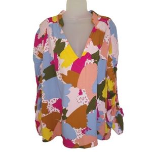 Eloquii Elements Size 20 Painted Heart Multi Color Blouse